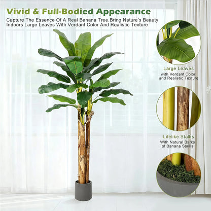 Artificial Banana Tree with Grey Planter