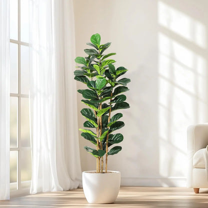 Fiddle Leaf Fig Tree with Pot Faux Trees