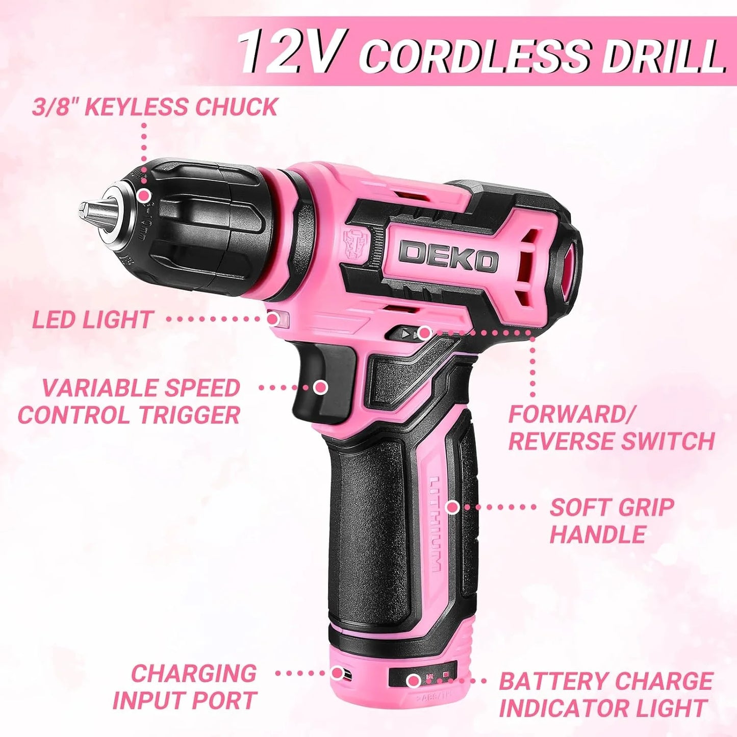 Mechanic Toolbox with 12V Power Cordless Drill