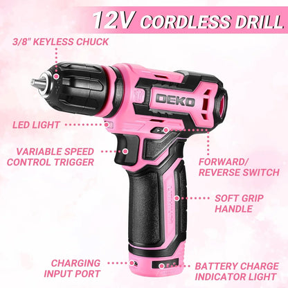 Mechanic Toolbox with 12V Power Cordless Drill