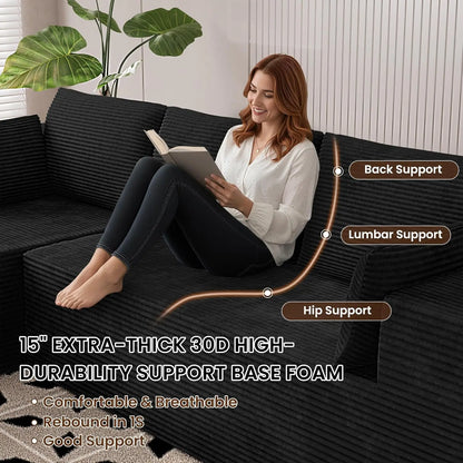 Sectional Boneless Couch 106' Left-Facing, L-Shaped