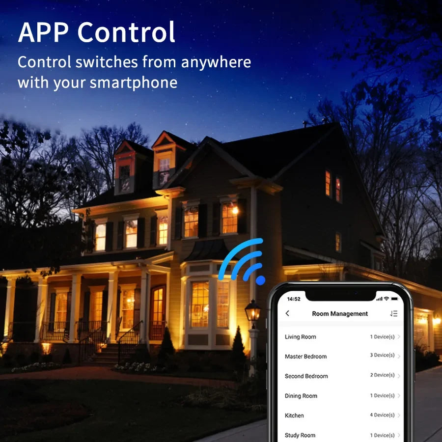 Tuya Smart Switches US Neutral Wire/No Neutral Wire Required 1/2/3/4 Gang Light WiFi Touch Switch Work with Alexa Google Home