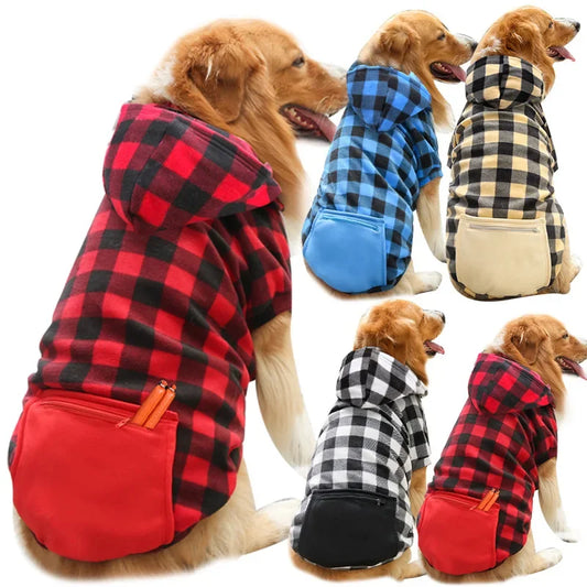 Dog Winter Coat  Pet Jacket Plaid Reversible Vest
