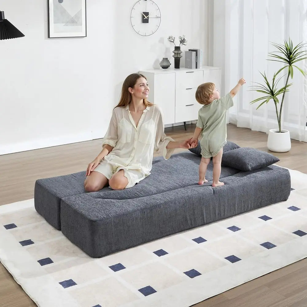 Twin Size Convertible Sleeper Sofa with Breathable Foam