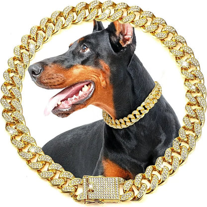 Dog Chain Collar Luxury Gold Pet Metal Chain