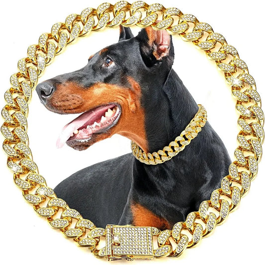Dog Chain Collar Luxury Gold Pet Metal Chain