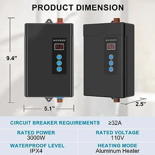 3KW Electric Tankless Water Heater 110V