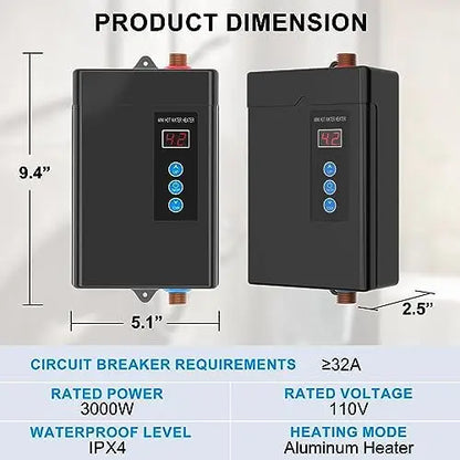 3KW Electric Tankless Water Heater 110V