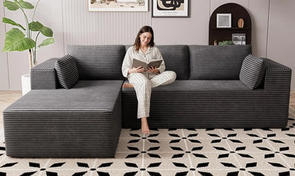 Sectional Boneless Couch 106' Left-Facing, L-Shaped