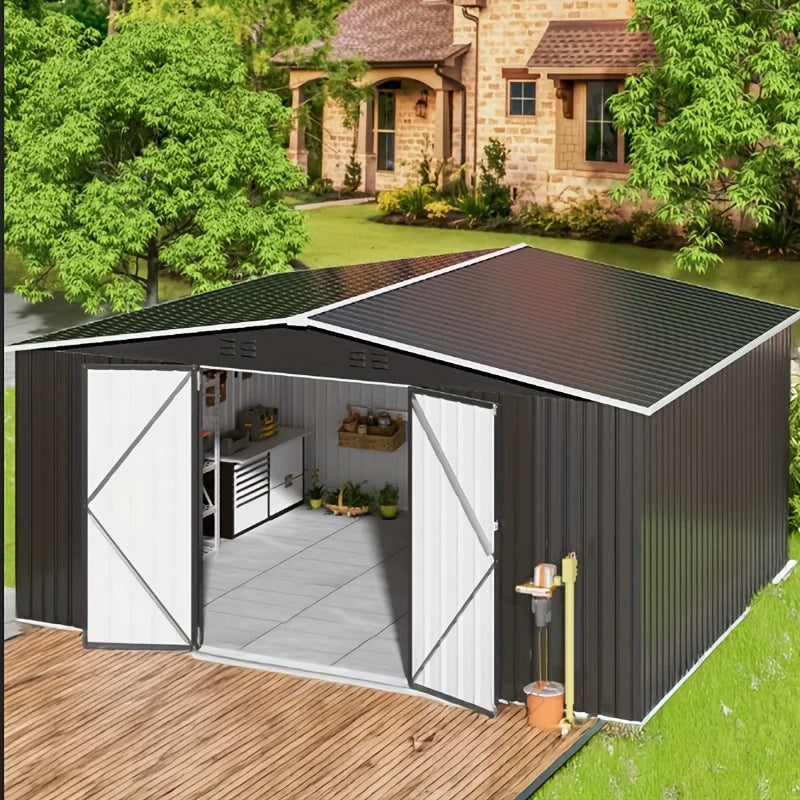 10x10~12x18FT Metal Storage Heavy-Duty Frame Shed
