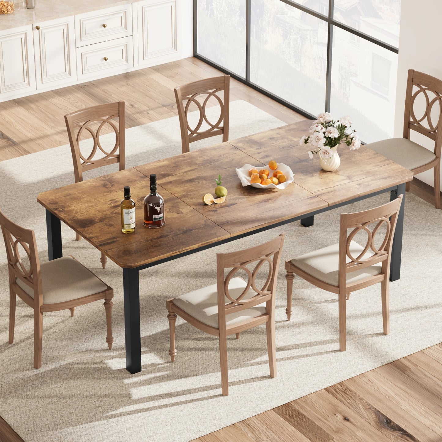 Dining Table 78 Inch Rectangular cut corners