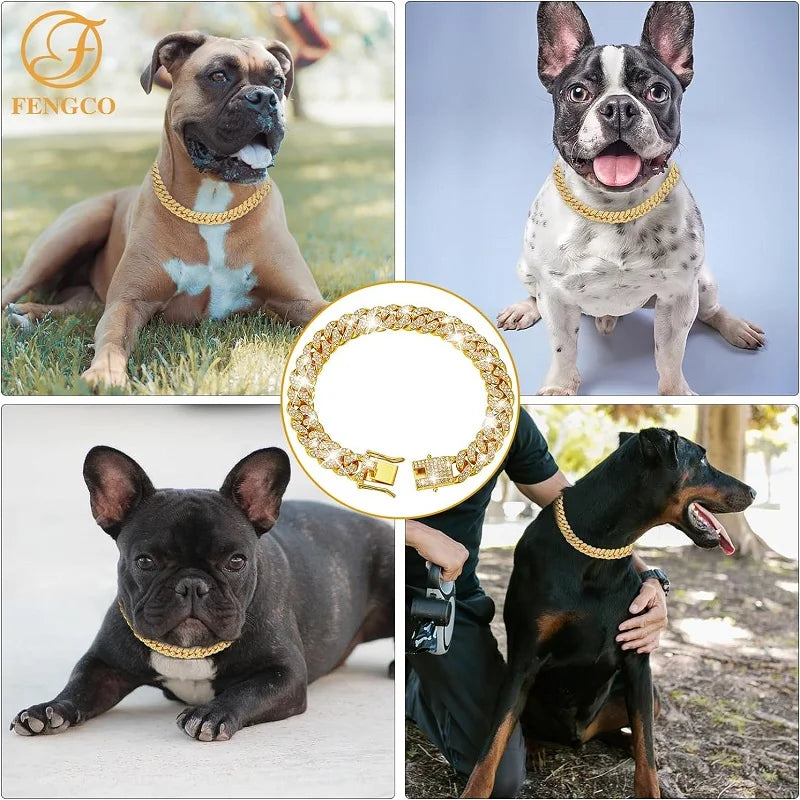 Dog Chain Collar Luxury Gold Pet Metal Chain
