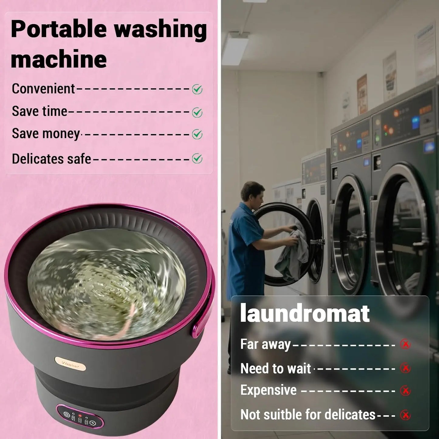 13L Foldable Mini Washer with with 4 Modes