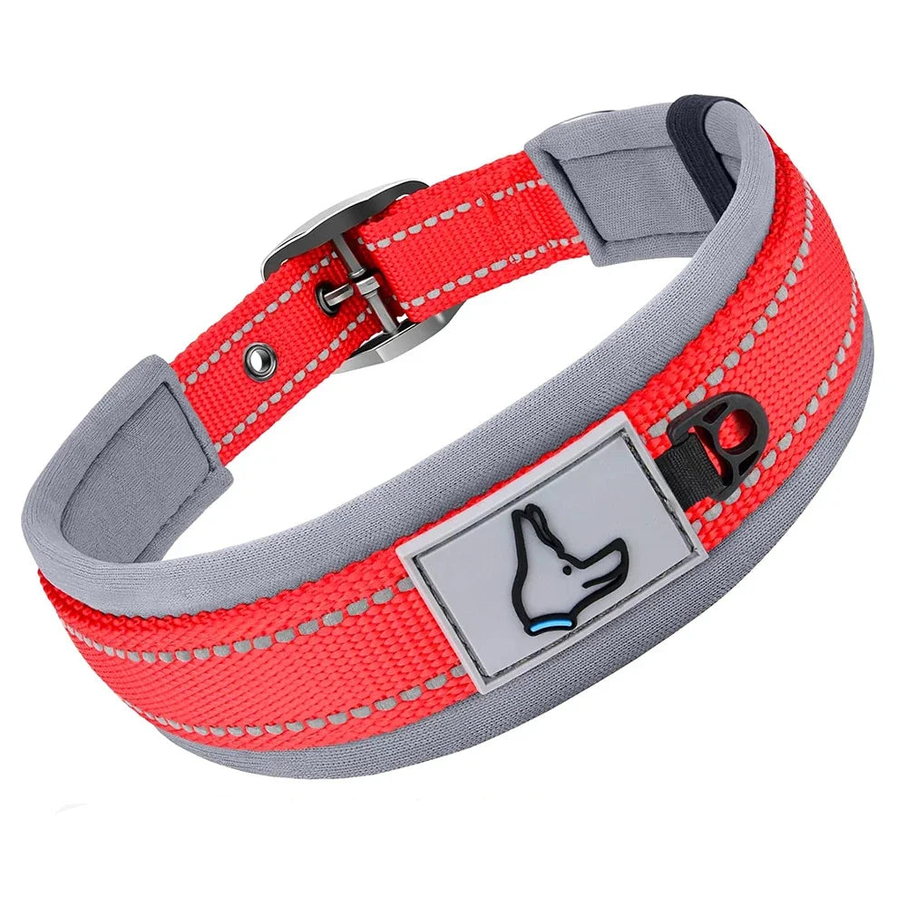 Padded Dog Collars, small Medium large, Reflective
