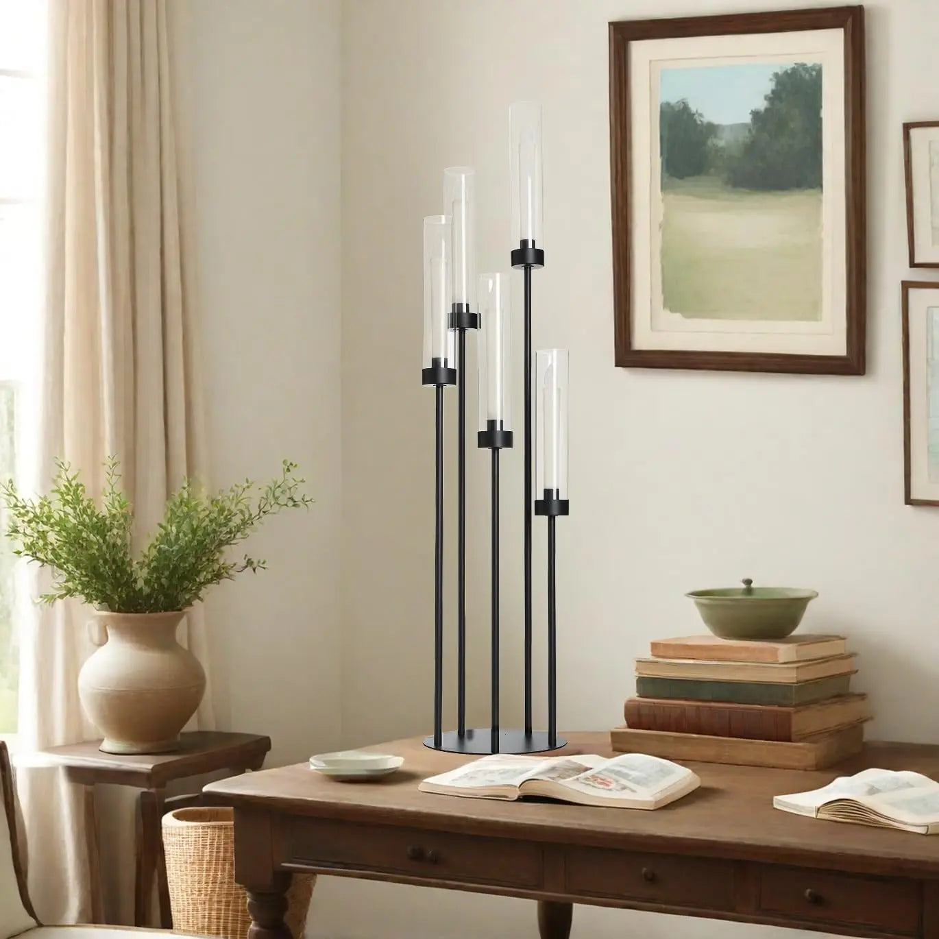 2PCS 39.8''Matte Black Candle Holder