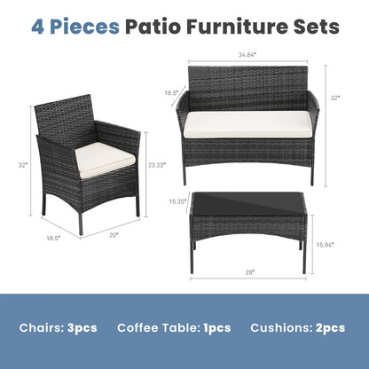 Outdoor Patio Soft Cushion chairs Glass Table