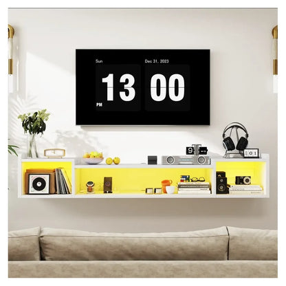 Floating TV Stand LED Lights Power Outlets