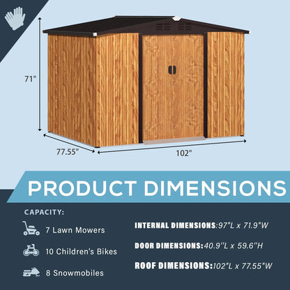 8x6 Ft Outdoor Storage Shed with Sliding Door