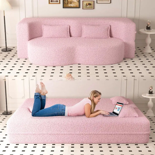 Teddy Folding, Sofa Couch Bed, Convertible, 2 Pillows