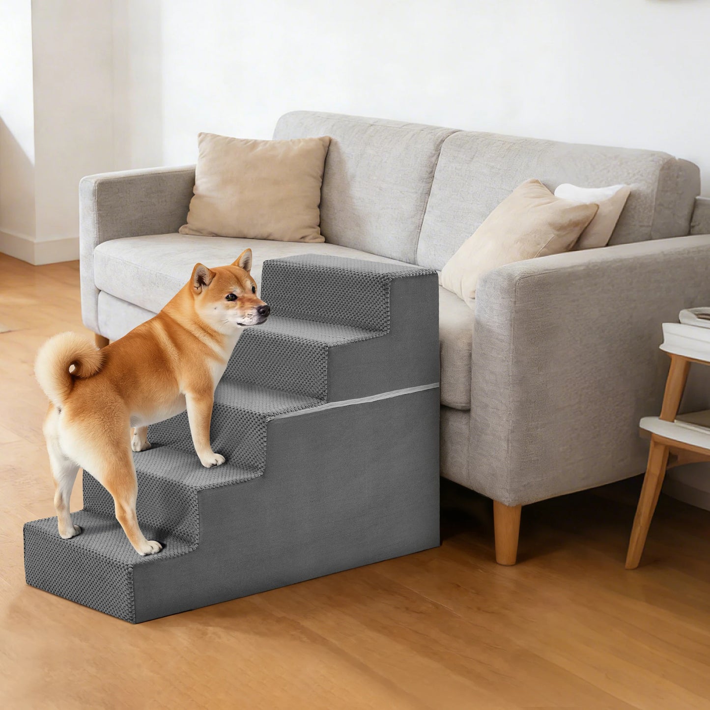 3-5 Step Right Angled Foam Dog Stairs Ramp