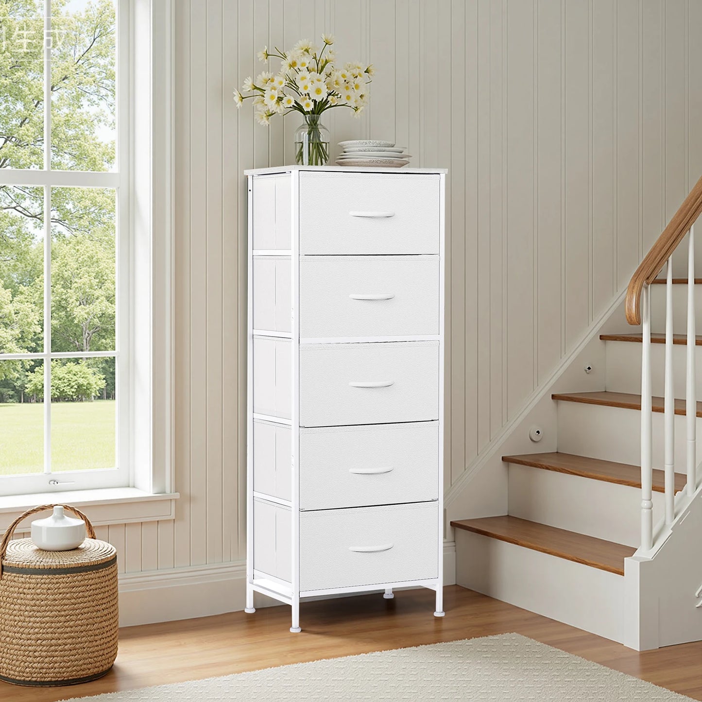 48IN Dresser For Bedroom With 5 Fabric Drawers