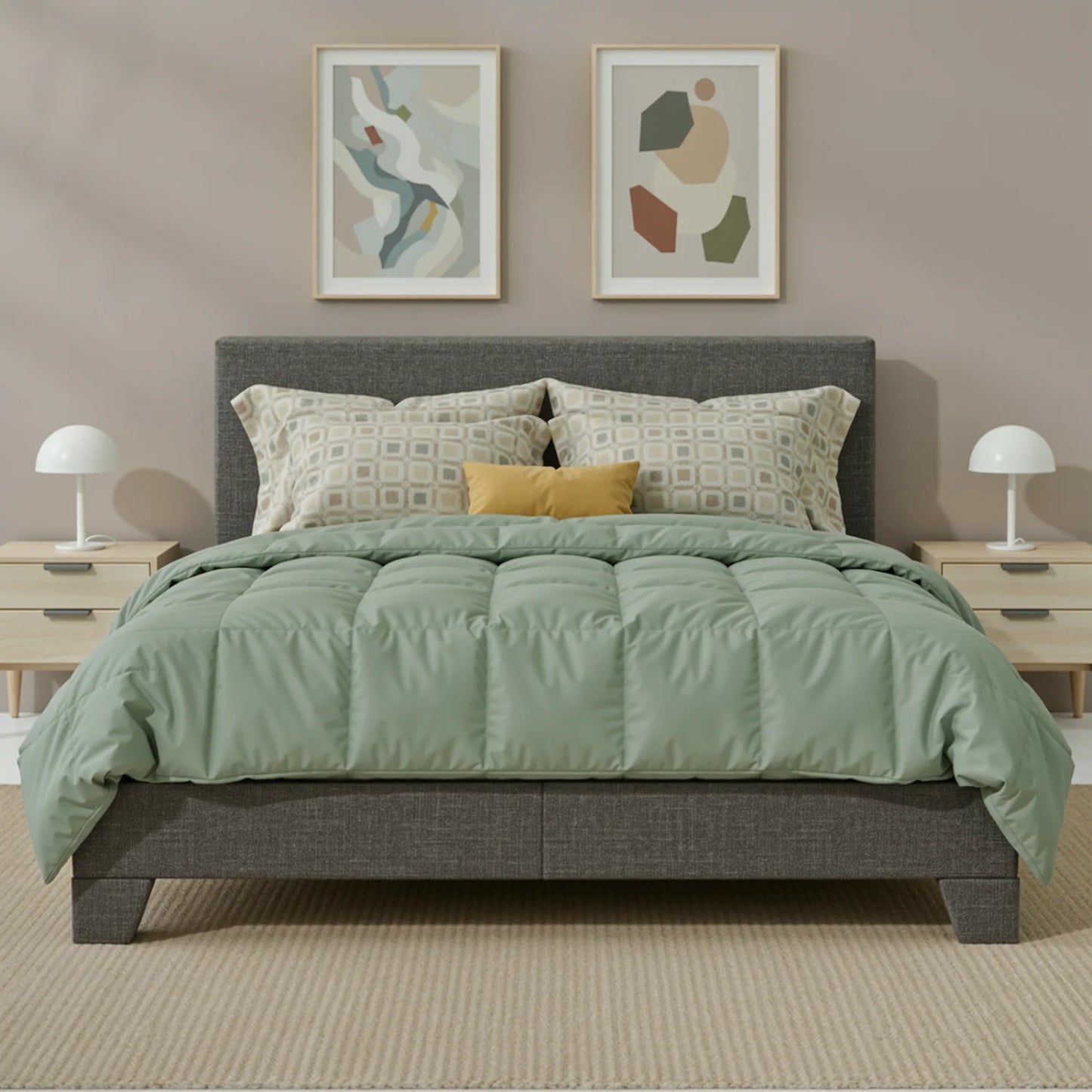 Full/Queen/King Upholstered Bed Frame Adjustable Linen Headboard