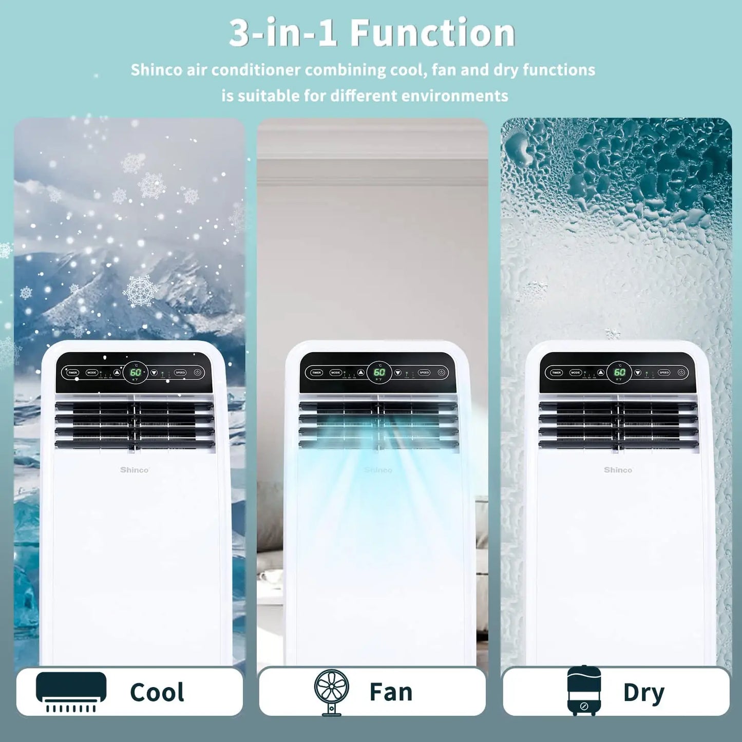 Portable Air Conditioner, Unit with Built-in Cool, Dehumidifier