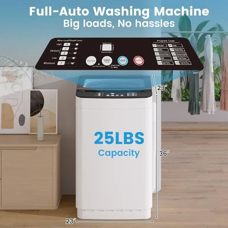 Portable Washing Machine and Dryer Set, 25lbs