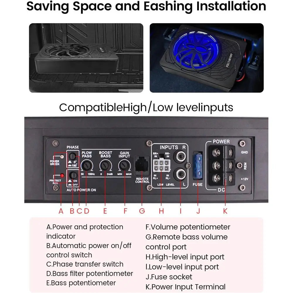 1200W 10 Compact Subwoofer with Built-in Amplifier