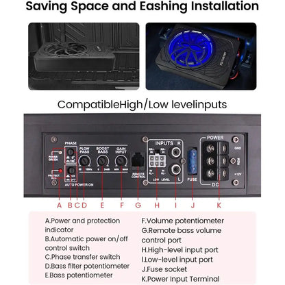 1200W 10 Compact Subwoofer with Built-in Amplifier