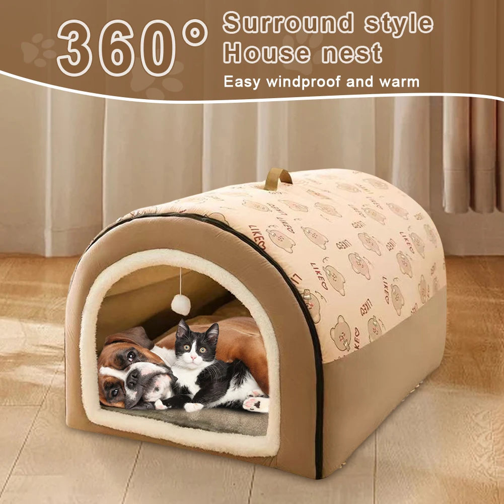Warm Winter Dog Mat Washable Detachable Dog Cave