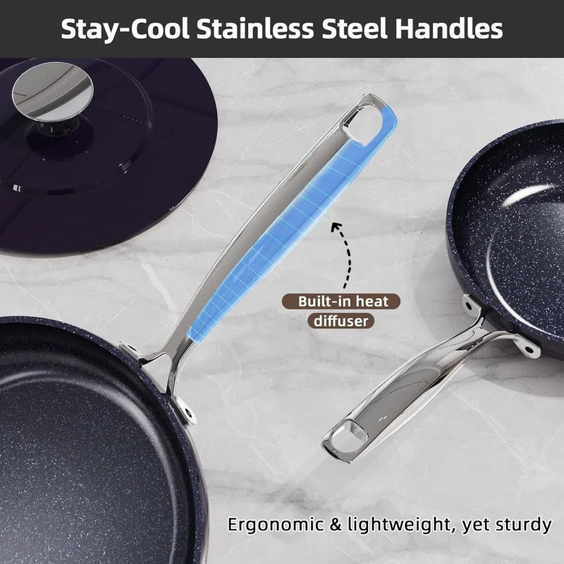 13Pc Lightweight Cookware Set, Non-Stick, Stay-Cool Handles