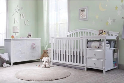 Crib and Changer with Convertible Diaper Changing Table
