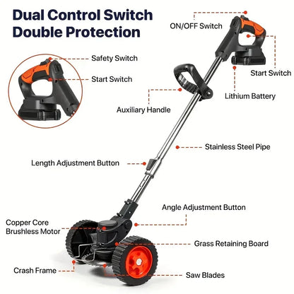 Wireless portable weed trimmer for lawn trimming