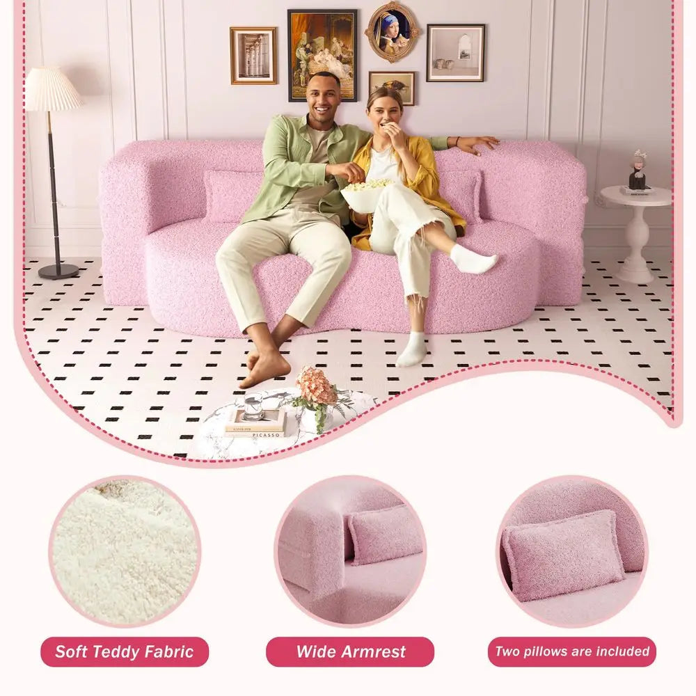 Teddy Folding, Sofa Couch Bed, Convertible, 2 Pillows