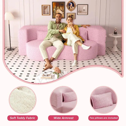 Teddy Folding, Sofa Couch Bed, Convertible, 2 Pillows