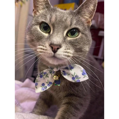 1pc Bowknot Cat Collar With Blueberry Fruit Print