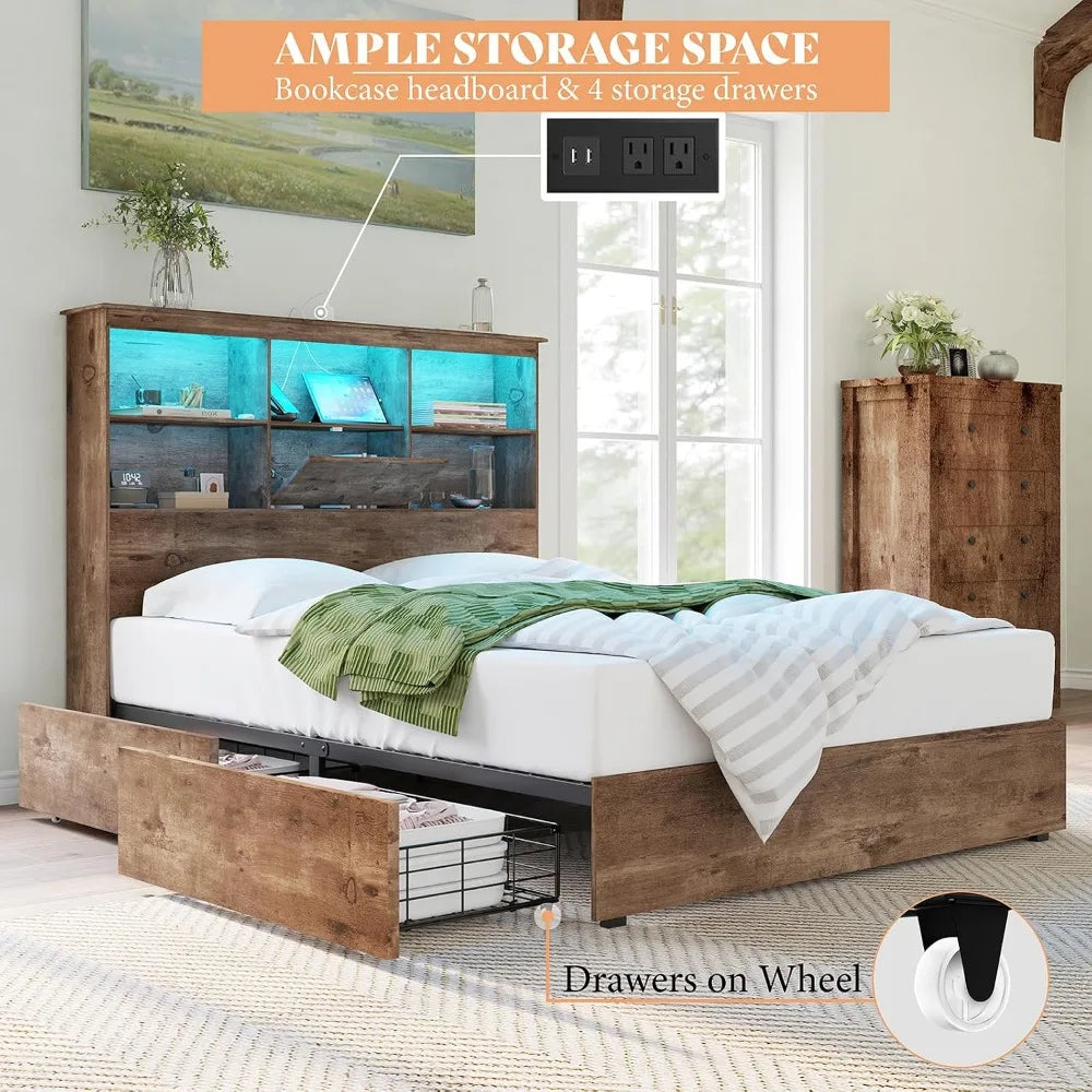3-Piece Bedroom Set: Queen Bed Frame, 2 Nightstands
