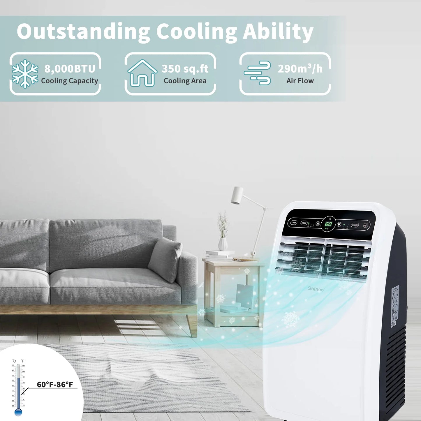 Portable Air Conditioner, Unit with Built-in Cool, Dehumidifier