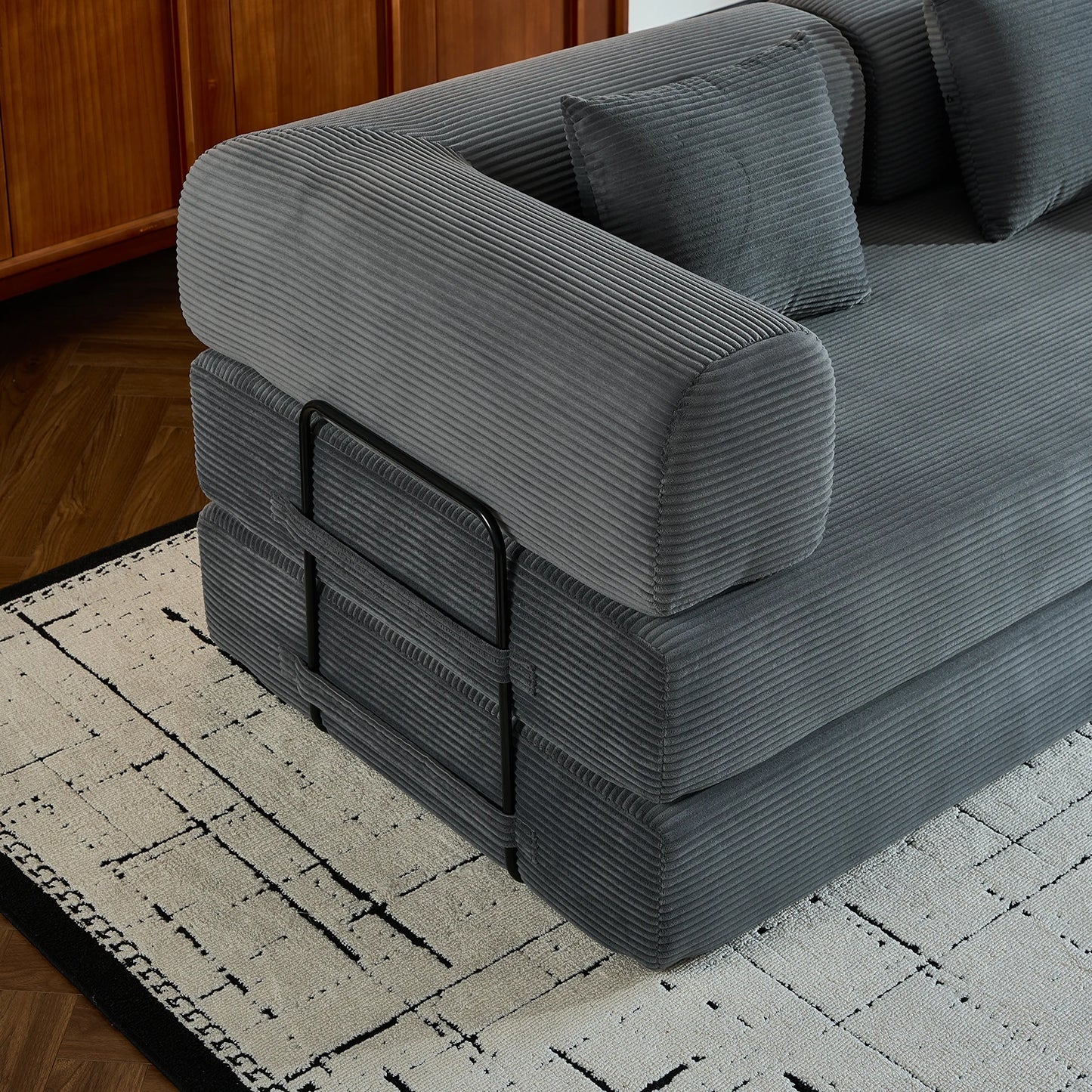 79" Folding Convertible Sofa Bed, Corduroy Futon, Loveseat