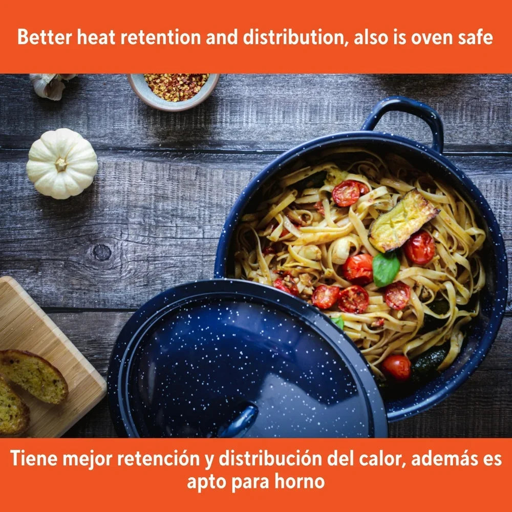 Steel Enamel Stock Pot Soup Stews Cooking Heat Efficient