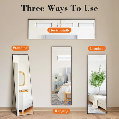 64"x21" Full Body Wall Mirror, Standing, Hanging, Leaning