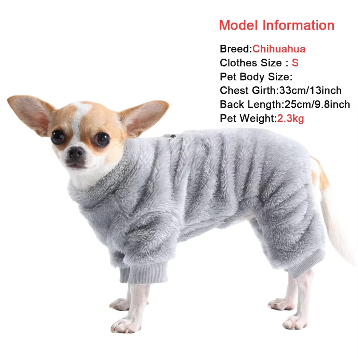 Winter Warm Pet Clothes Soft Flannel Dog Jumpsuit