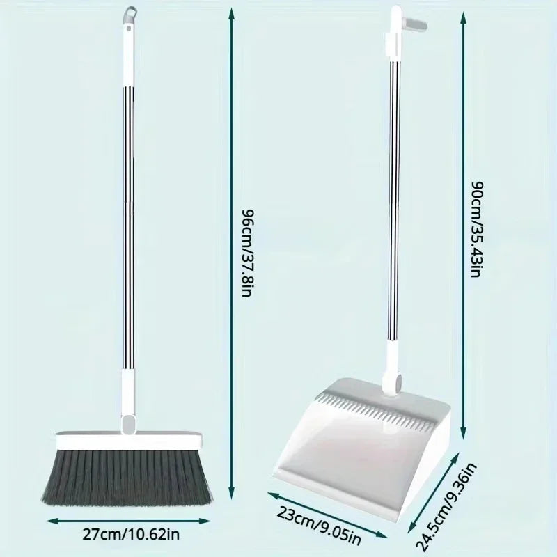 Folding Dustpan & Broom Set, Thick Teeth