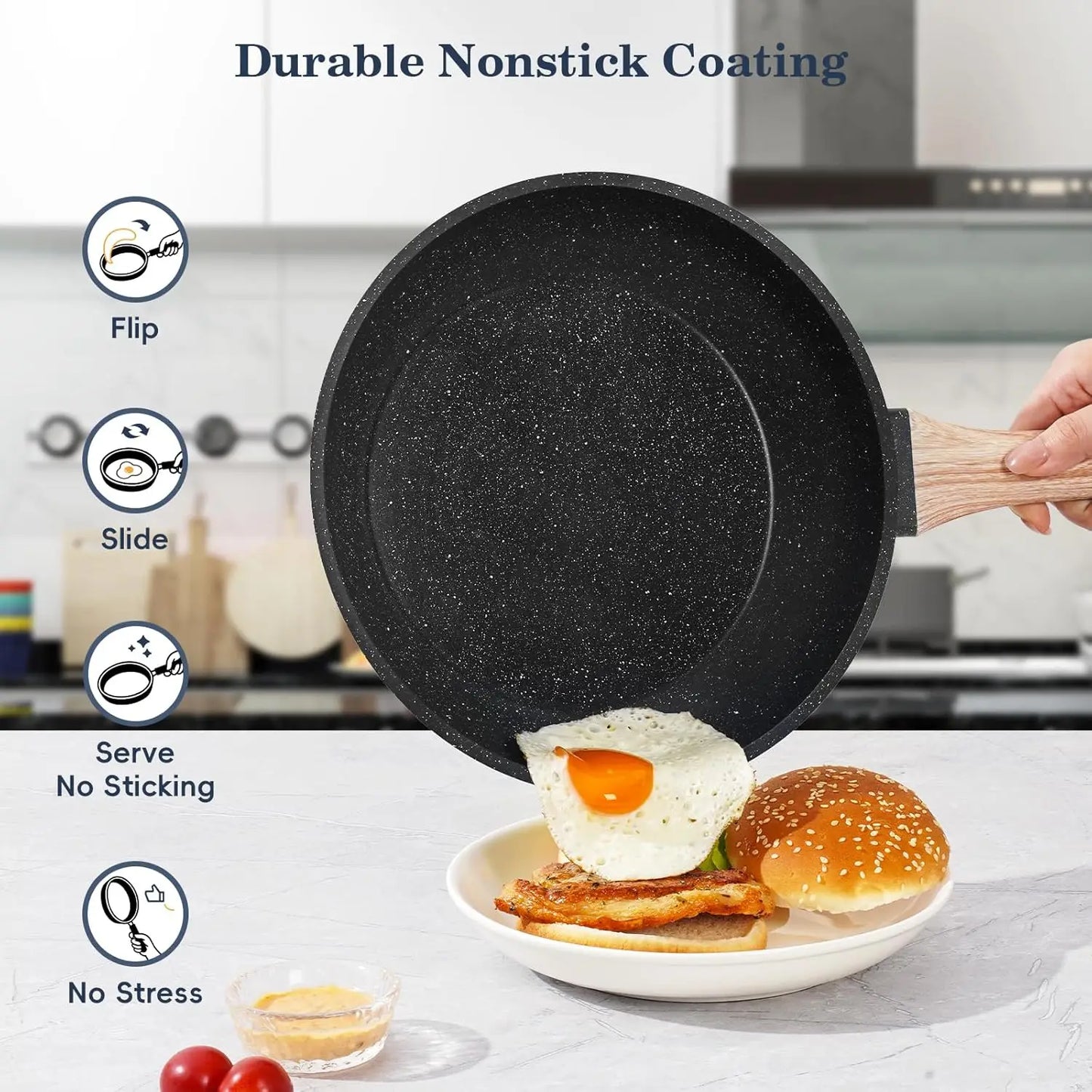 12 Non-Stick Cookware Set Granite Coating