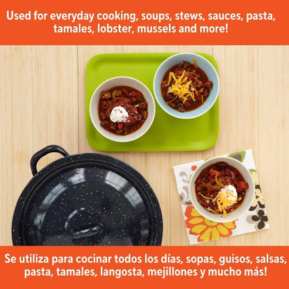 Steel Enamel Stock Pot Soup Stews Cooking Heat Efficient