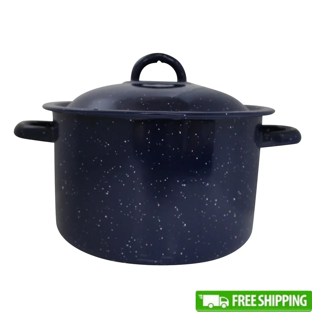 Steel Enamel Stock Pot Soup Stews Cooking Heat Efficient