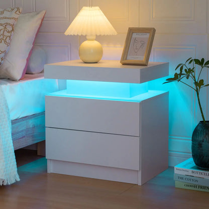 Cubehom LED Nightstands with 2 Drawers