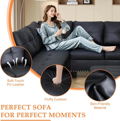 Sectional Sofa Couch, Modern, Chaise Lounge, 2 Pillows