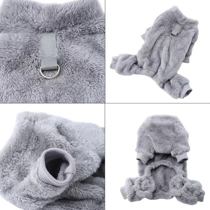 Winter Warm Pet Clothes Soft Flannel Dog Jumpsuit